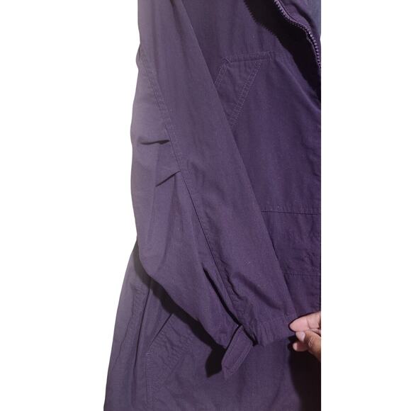 EDDIE BAUER Vintage Jacket Womens Size Small Dark Purple Full Zip Nylon Longline - Picture 8 of 11